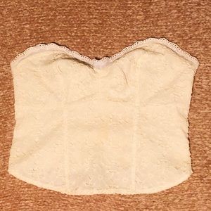 Free People White Embroidered Corset Like Top
